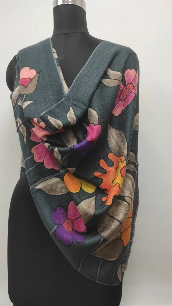 Black Hand Paint Digital Printed Scarves Manufacturer – Fine Wool Silk Stole