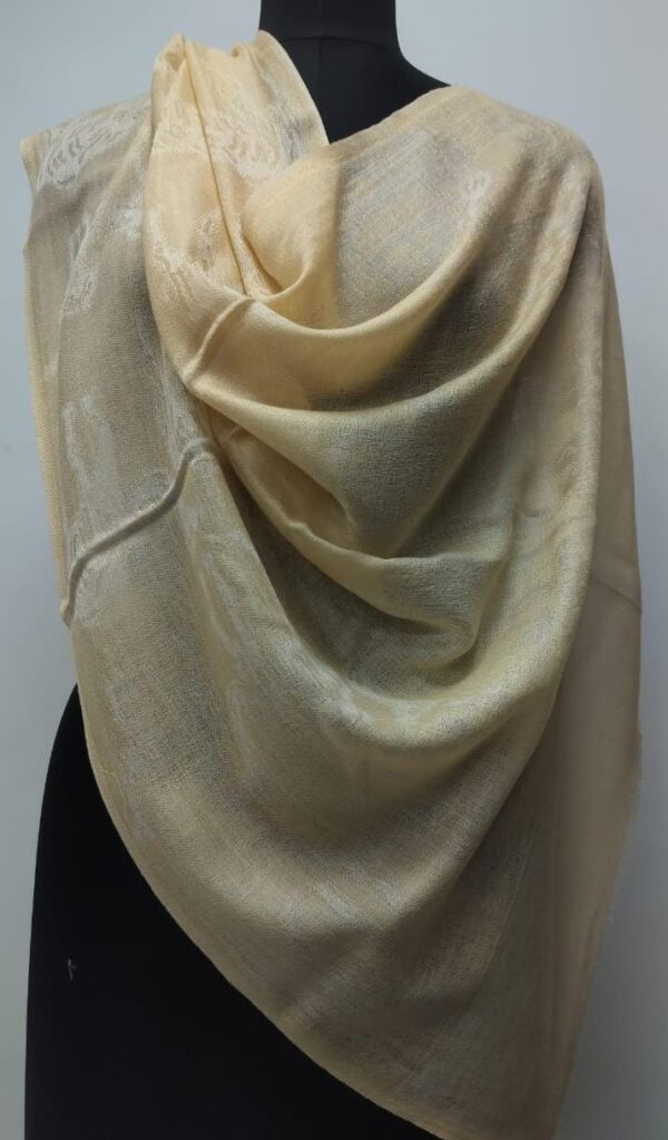 Yellow Self Jacquard Fine Wool Stole, Wholesale Manufacturer & Supplier