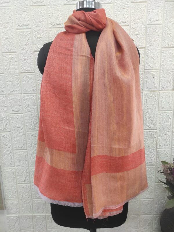 Burnt Orange Wool Zari Border Stole, Four Side Border, Wholesale & Private Label