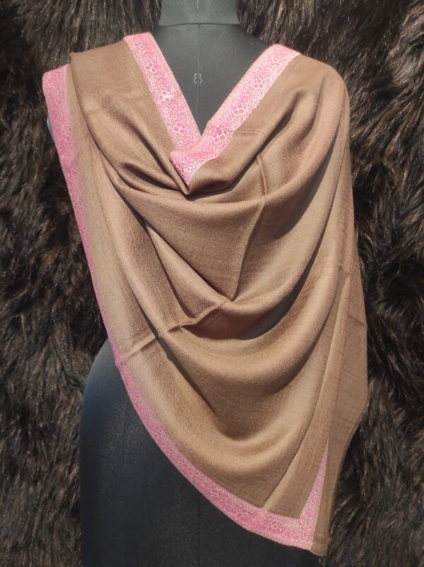Fine Wool Silk Weaving Border Stole, Brown, Wholesale & Private Label Manufacturer