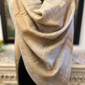 Beige New Zig Zag Zari Ladies Designer Shawls