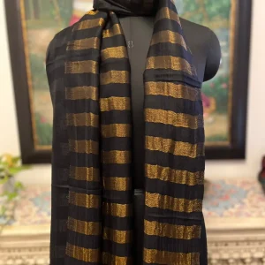 Black New Zari Stripe Ladies Designer Shawls