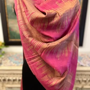 Bright Pink New Zig Zag Zari Ladies Designer Shawls