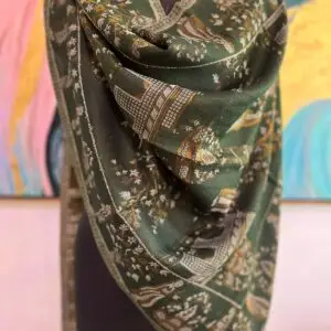 Dark Green Self Zari Ladies Designer Shawls – Fine Wool Kani Cutting