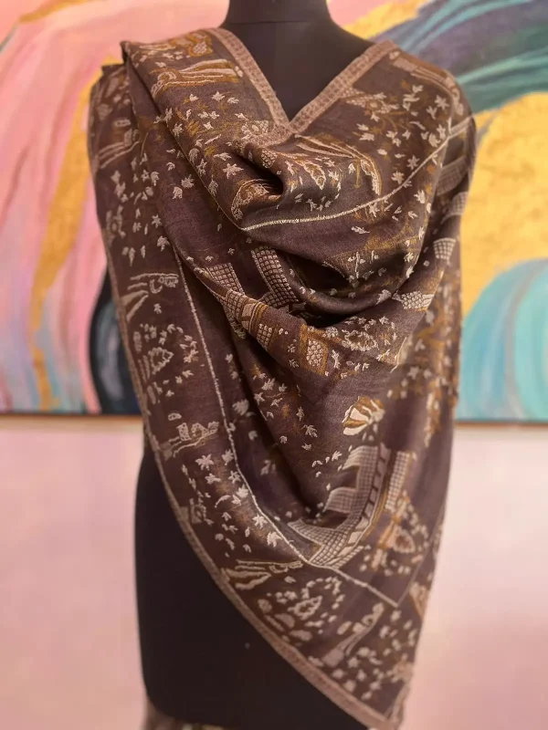 Deep Brown New Self Zari Ladies Designer Shawl Manufacturer | Wholesale Manufacturer