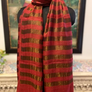 Deep Red New Zari Stripe Ladies Designer Shawls