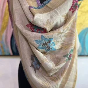 Golden Zari Flower Ladies Designer Shawls