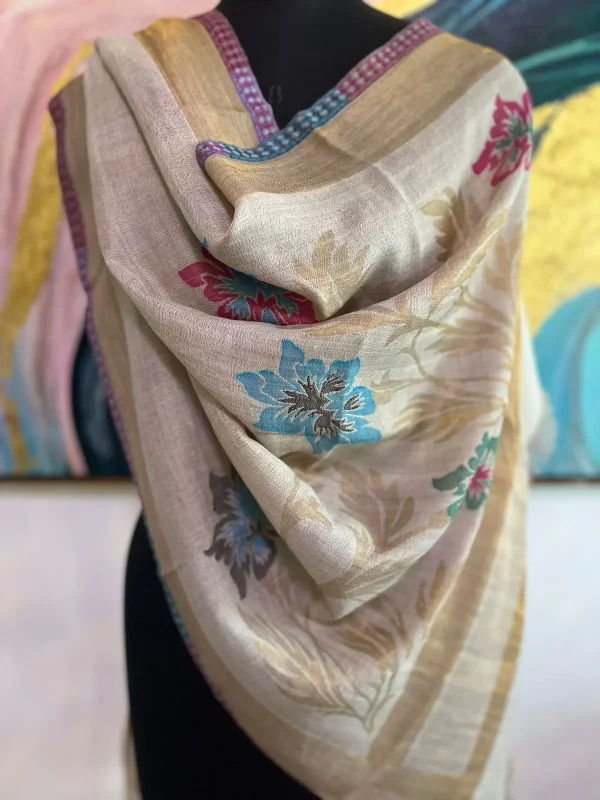 Golden Zari Flower Ladies Designer Shawls Manufacturer in India, Custom & Wholesale OEM | Savita Shawls