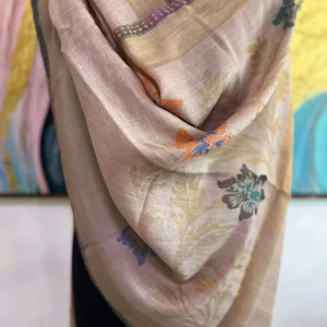 Light Beige Zari Flower Ladies Designer Shawls