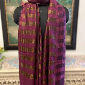 Magenta New Zari Stripe Ladies Designer Shawls
