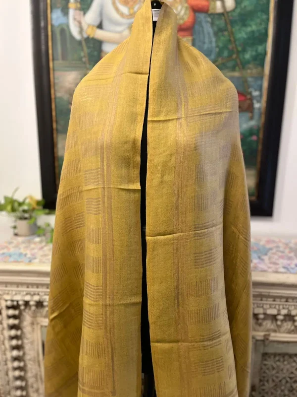 Mustard Yellow New Self Zari Ladies Designer Shawl Manufacturer