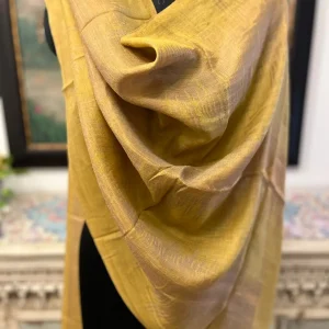 Musturd Yellow New Zig Zag Zari Ladies Designer Shawls