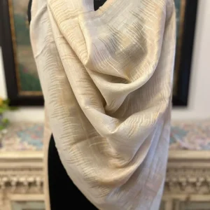 Off White New Zig Zag Zari Ladies Designer Shawls
