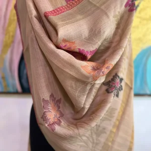 Orange Zari Flower Ladies Designer Shawls