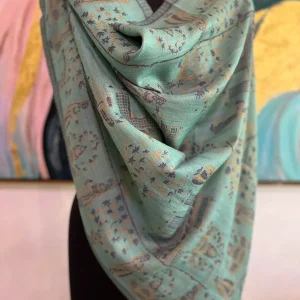 Pastel Green New Self Zari Ladies Designer Shawls