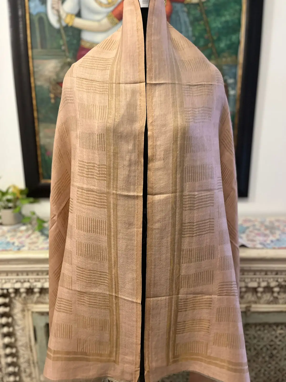 Peach New Self Zari Ladies Designer Shawls
