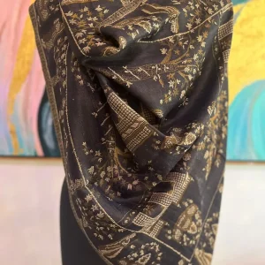 Rich Black New Self Zari Ladies Designer Shawls