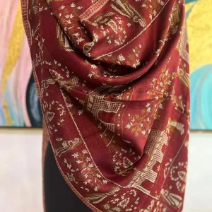 Rich Maroon New Self Zari Ladies Designer Shawls