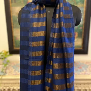Royal Blue New Zari Stripe Ladies Designer Shawls