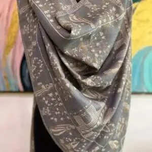CLASSIC GREY NEW SELF ZARI LADIES DESIGNER SHAWLS MANUFACTURER