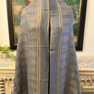 Soft Grey Blue New Self Zari Ladies Designer Shawls
