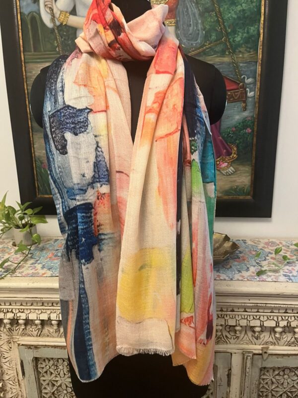 Yellow Fine Wool Digital Print Stole, Wholesale Manufacturer & Private Label Supplier