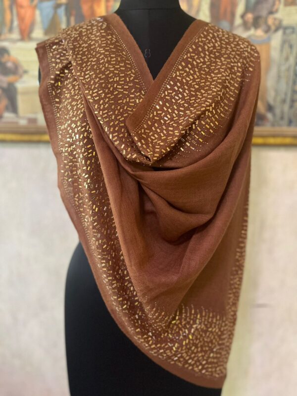 RICH BROWN MIRROR WORK WEDDING SHAWLS MANUFACTURER