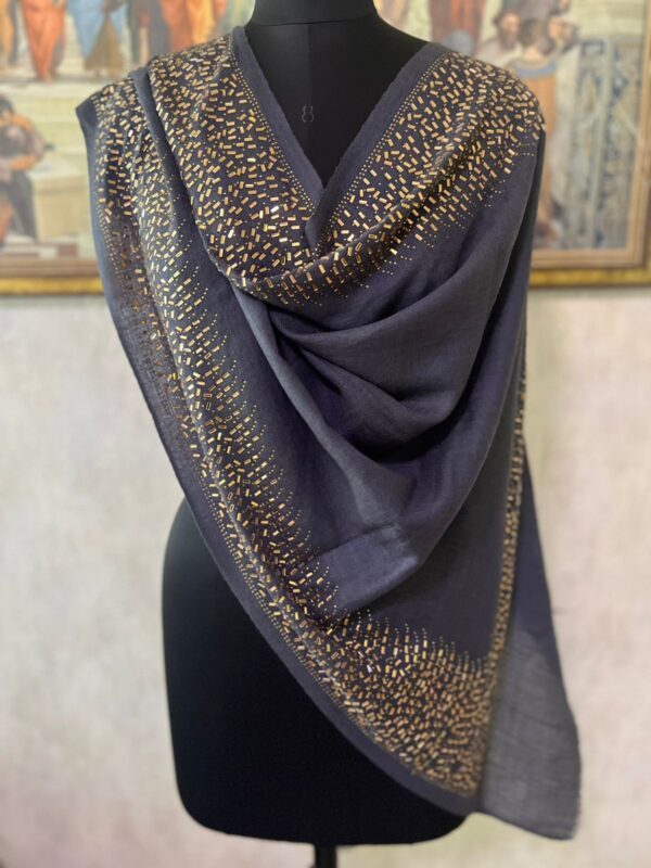GREY MIRROR WORK WEDDING SHAWLS MANUFACTURER