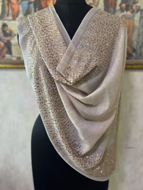 BEIGE MIRROR WORK WEDDING SHAWLS MANUFACTURER