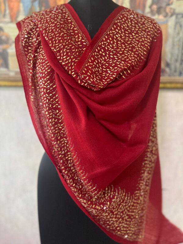 DEEP RED MIRROR WORK WEDDING SHAWLS MANUFACTURER