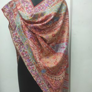Multicolor Hand Kalamkari Embroidered Pashmina Shawl