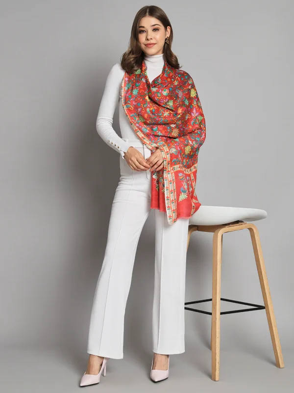 Mustard Fine Wool Kani Border Shawl, Wholesale & Export Supplier