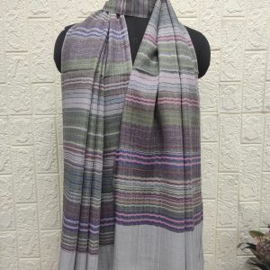 Grey Wool 7 Stripe Pashmina Shawl | Savita Shawls