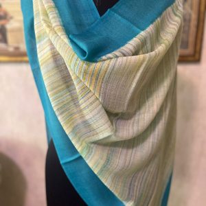 Teal Wool Brush Paint Pashmina Shawls