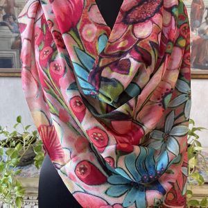 Vibrant Pink & Red Floral Wool Digital Print Pashmina Shawls for Women