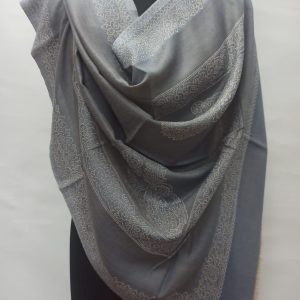 Grey Wool Golden Jaal Kani Pashmina Shawls for Women