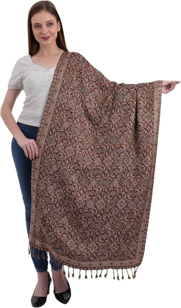 Maroon Fine Wool Kani Border Shawl, Wholesale Manufacturer & Supplier