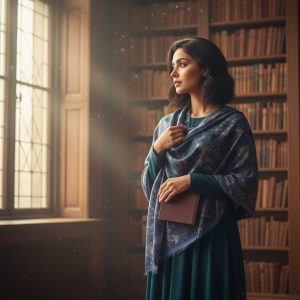 Blue & Purple Abstract Wool Digital Print Pashmina Shawls for Women