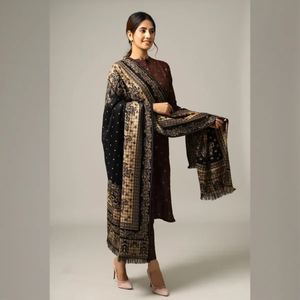 Green Fine Wool Zari Reversible Shawl, Wholesale & Private Label Manufacturer
