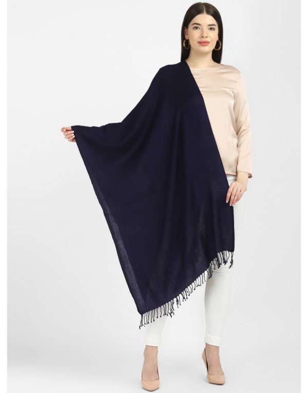 Elegant Blue Viscose Reversible Stole, Plain Design, Wholesale & Bulk Supplier