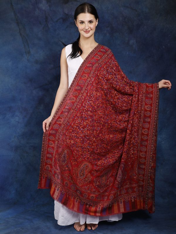 Green Fine Wool Zari Reversible Shawl, Wholesale Manufacturer
