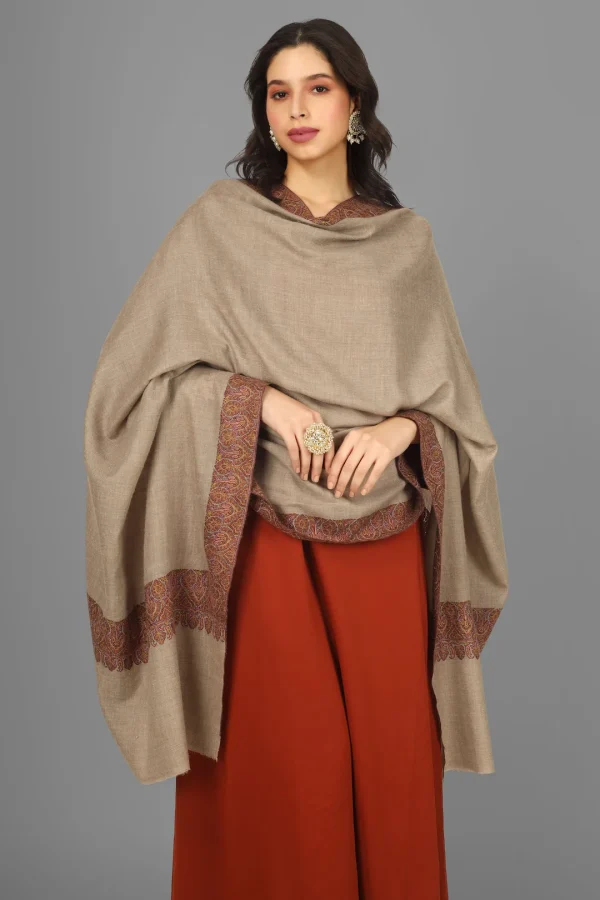 Fine Wool Weaving Border Stole, Red