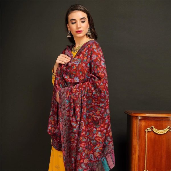 Red Modal Jamawar Stole, Wholesale Manufacturer & Supplier