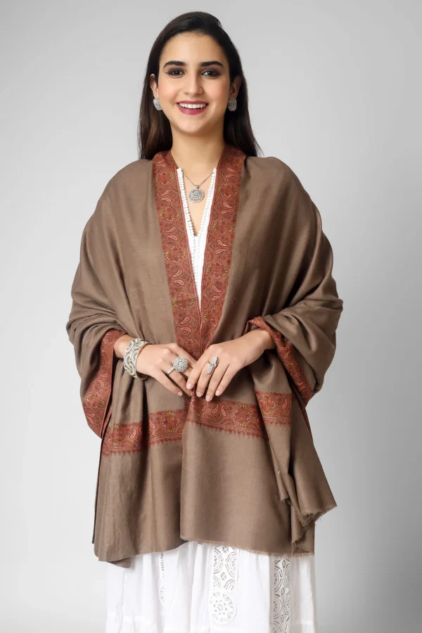 Red Fine Wool Weaving Border Stole, Wholesale & Export Supplier