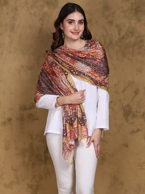 Brown Modal Digital Print Stole, Wholesale & Private Label Supplier