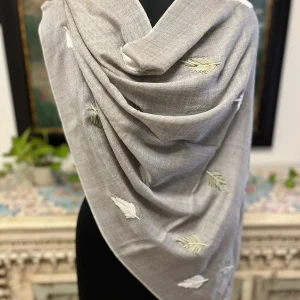 Light Grey Embroidered Pashmina Shawl Manufacturer