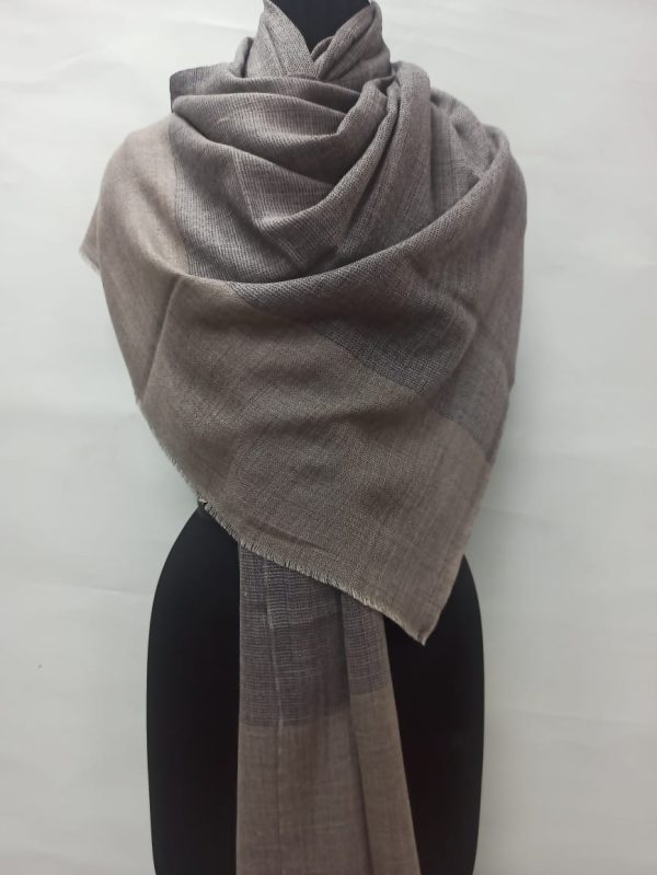 Natural Grey Wool Border Pashmina Shawl Manufacturer for Women - Wholesale Supply