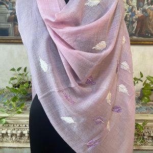 Lavender Wool Kani Embroidered Pashmina Shawls for Women