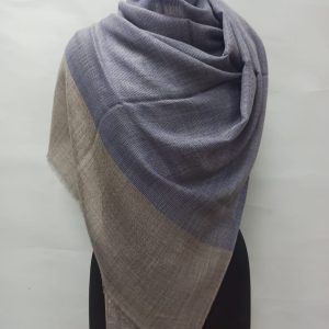 Grey & Beige Wool Natural Border Pashmina Shawls for Women