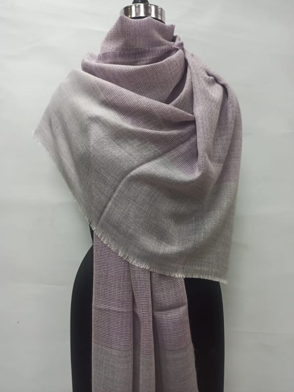Lavender Grey Wool Pashmina Shawl Manufacturer - Natural Border Design for Wholesale Buyers
